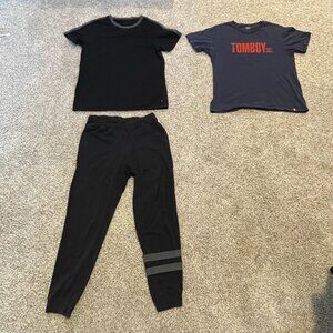 Tomboy X 2 Medium T-Shirts and 1 Small Sweatpants Medium Navy Black Gray
